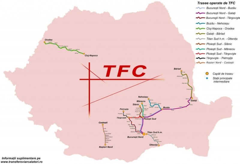 Harta rețelei Transferoviar Călători