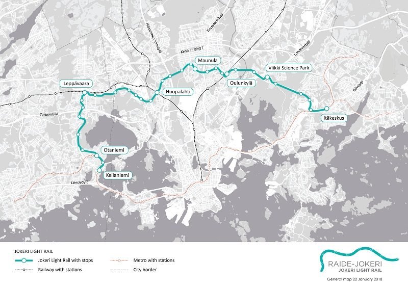 A început construcția liniei Jokeri Light Rail de 25 km în Helsinki