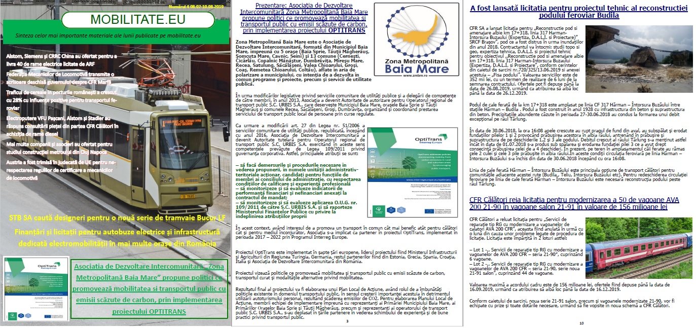 Revista mobilitate.eu Nr. 4 08.07/10.08 2019 – Mobilitatea din România face pași mici spre normalitate și are nevoie de un impuls dat în special de interes