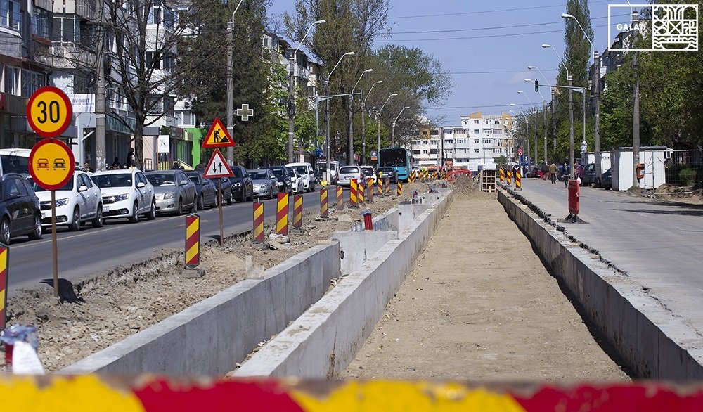 Continuă lucrările la liniile de tramvai din Galați pe Siderurgiștilor și 1 Decembrie