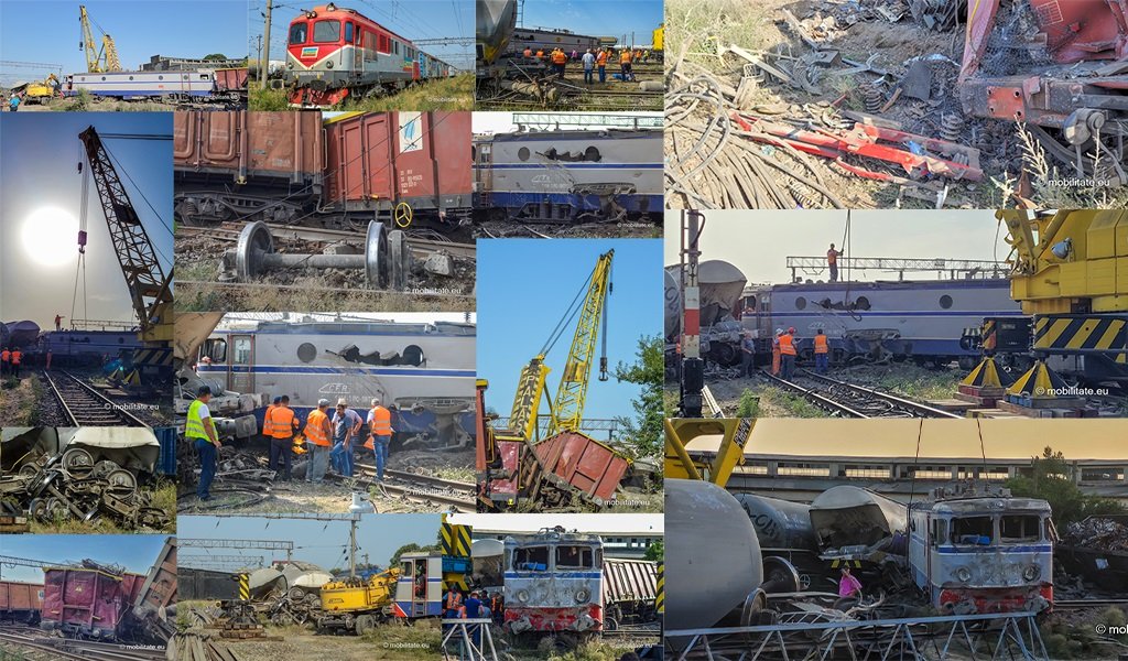 Reportaj și galerie foto – Echipele CFR SA lucrează pentru revenirea la normal după accidentul feroviar de la Fetesti din 29 iulie 2021