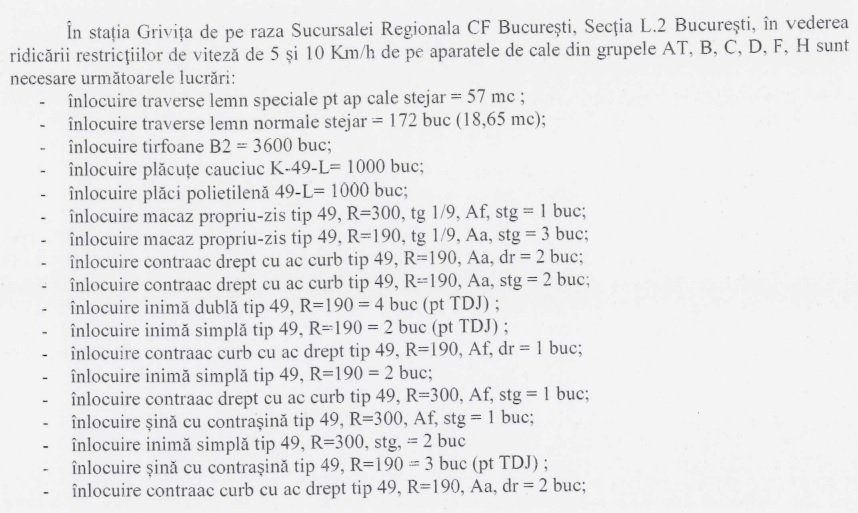 CFR SA licitează lucrări la linii și aparate de cale în revizia București Grivița