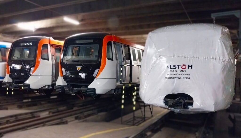 Alstom anunță că în curând livrează metroul Sibiu pentru M5. Este al patrulea tren ce sosește la București din lotul de 13 destinat magistralei 5