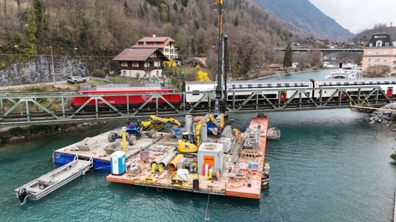 BLS modernizează linia Interlaken West–Interlaken Ost și reabilitează cele două poduri peste Aare pentru trenuri mai lungi și circulație mai rapidă
