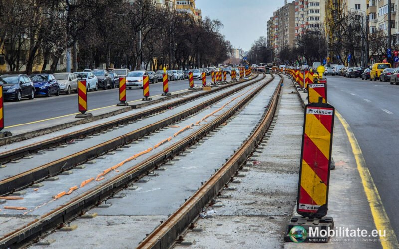 Lot 9 modernizare linii tramvai - MariVila avansează rapid cu montajul noilor șine pe Bulevardul Chișinău