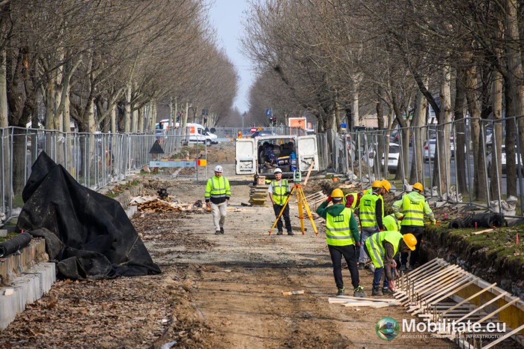 Lot 1 modernizare linii tramvai - PORR avansează cu pregătirea terenului pentru noua cale de rulare pe Bulevardul Theodor Pallady