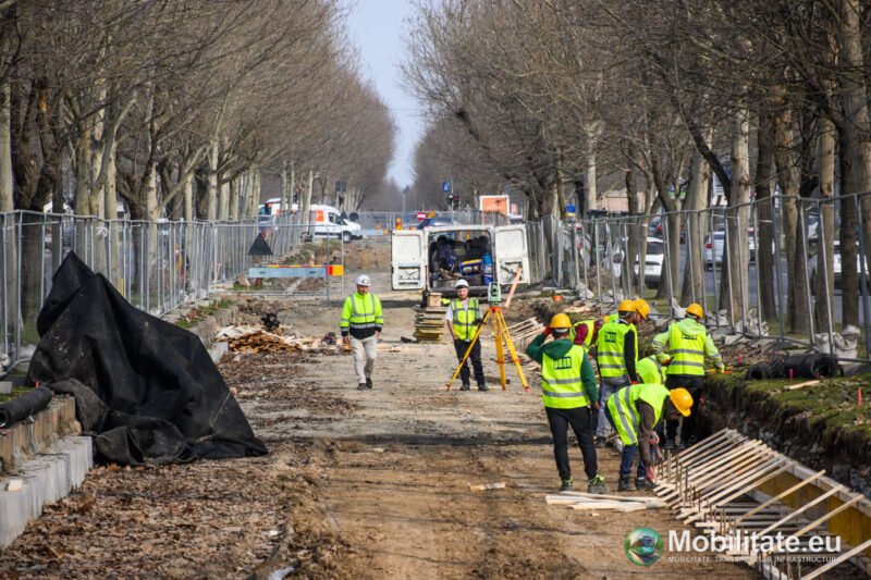Lot 1 modernizare linii tramvai - PORR avansează cu pregătirea terenului pentru noua cale de rulare pe Bulevardul Theodor Pallady