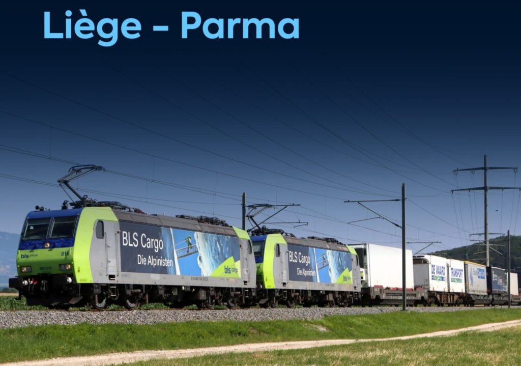 CargoBeamer extinde ruta Liège–Domodossola până la Parma conectând Belgia cu nordul Italiei printr-un serviciu intermodal zilnic