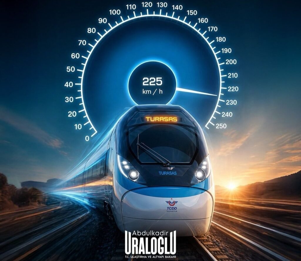 Trenul de mare viteză TÜRASAȘ atinge 225 km/h în a doua zi de teste dinamice pe ruta Mithatpașa–Bilecik