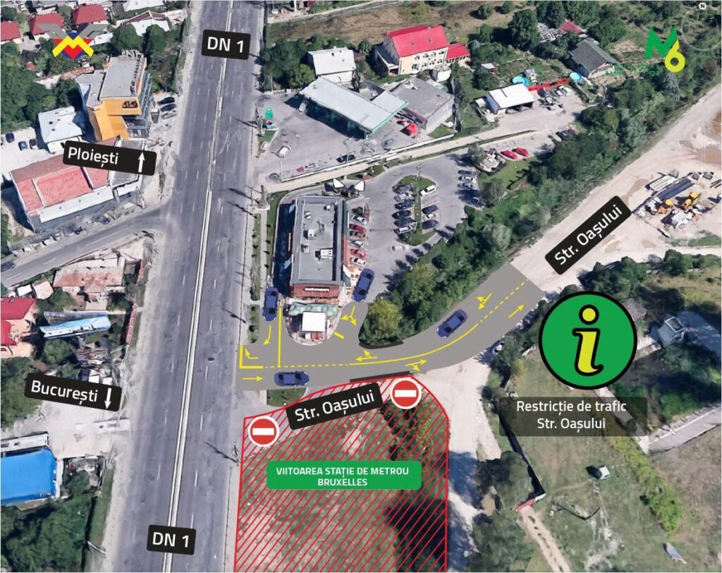 Restricții de circulație în Otopeni pentru construirea stației de metrou Bruxelles de pe Magistrala 6