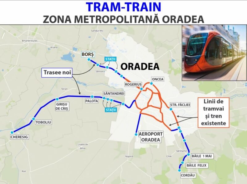 A fost semnat contractul de finanțare europeană pentru proiectul Tram‑tren din Bihor. Este cea mai mare investiție din istoria Consiliului Județean