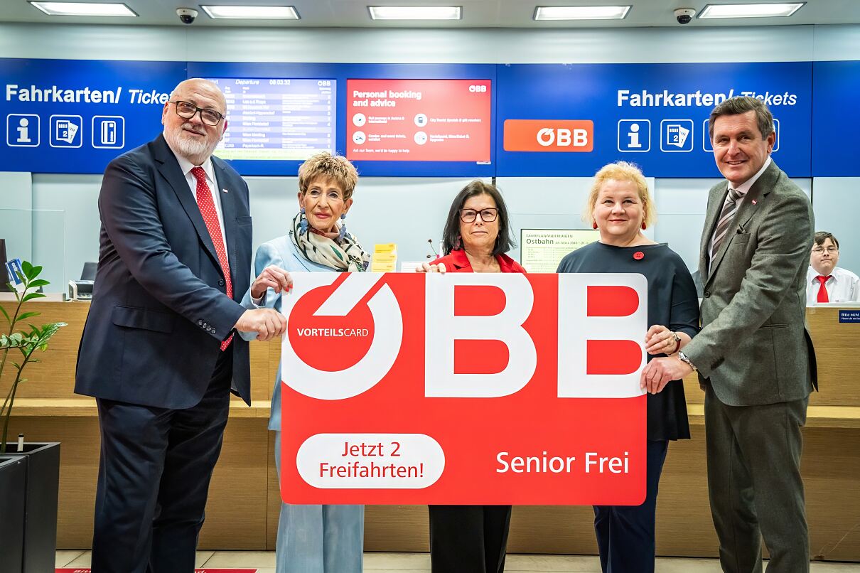 ÖBB oferă două călătorii gratuite pentru aproximativ 100.000 de seniori cu venituri reduse din Austria prin noua Vorteilscard Senior Frei