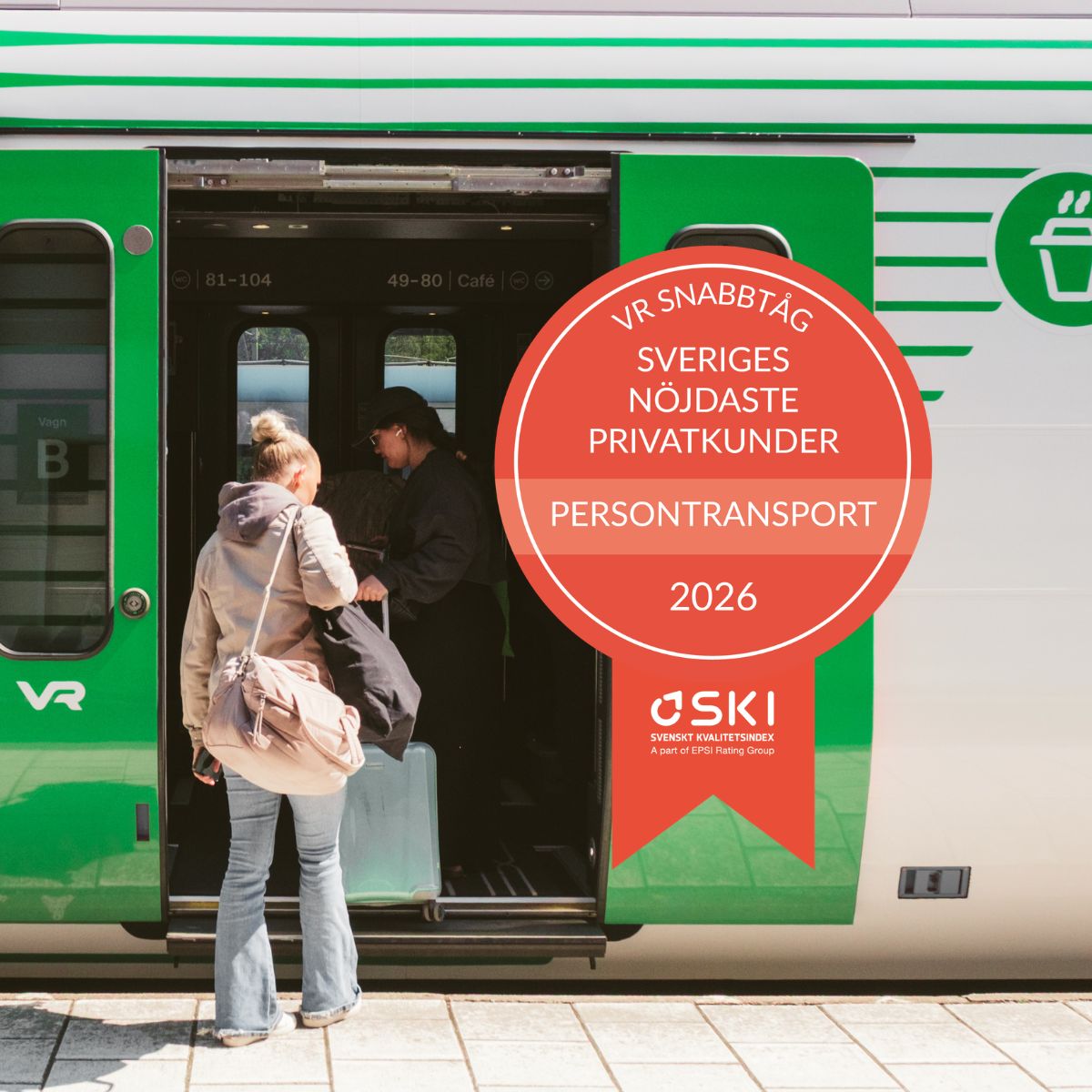 VR Snabbtåg obține cel mai ridicat nivel de satisfacție a clienților din transportul de persoane în Suedia conform SKI 2026