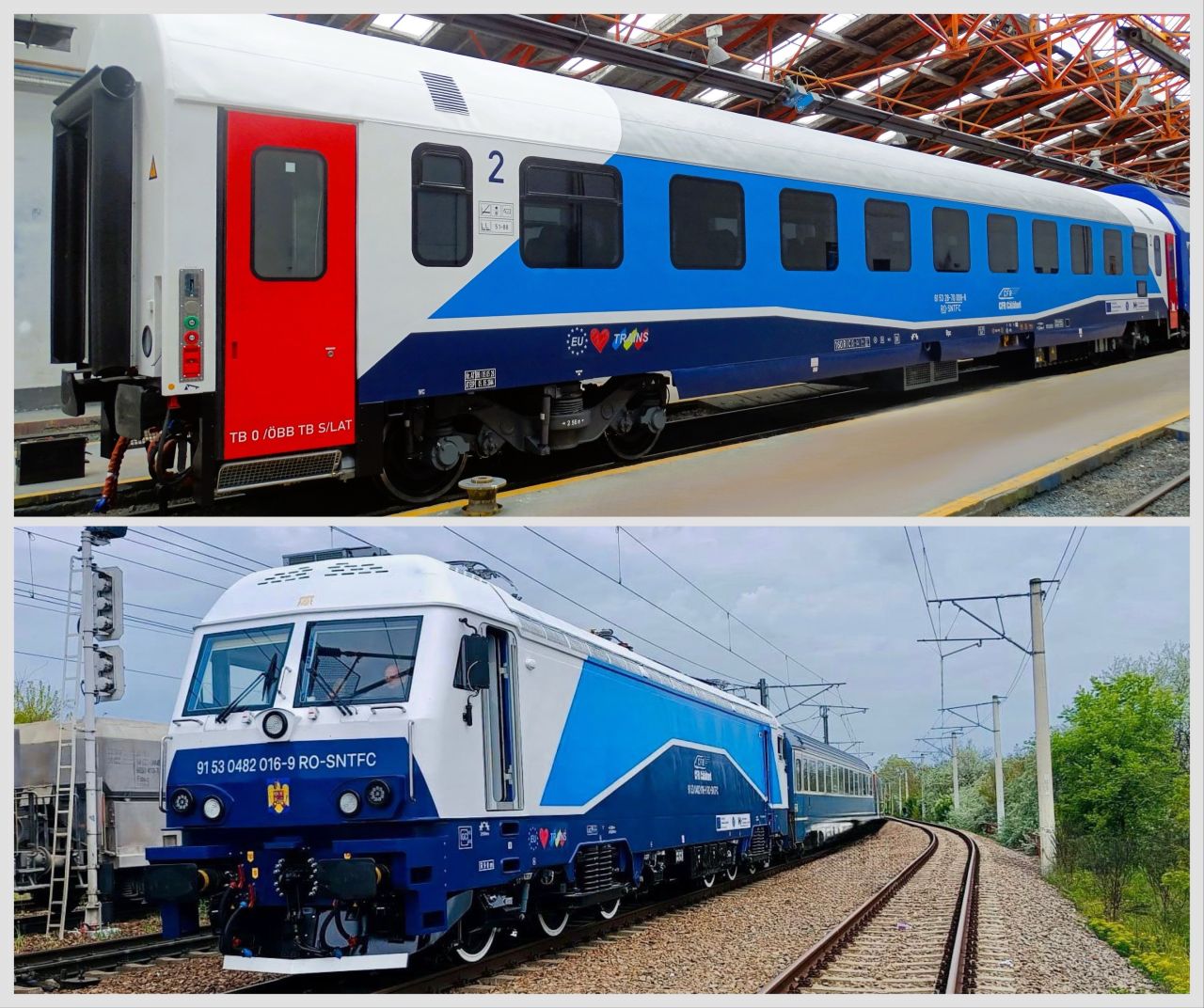 Vagoanele 35 și 36 modernizate la VFU Pașcani și locomotiva ELASMO 016 de la RELOC au finalizat testele și intră în parcul CFR Călători