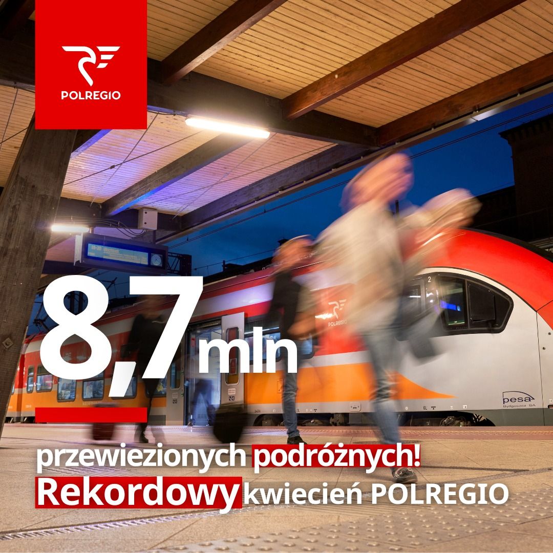 POLREGIO atinge 8,7 milioane de pasageri în aprilie 2026, cel mai bun rezultat din ultimii 10 ani