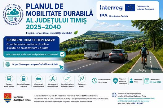 Timișul își construiește strategia de mobilitate pentru următorii 15 ani: CJ Timiș lansează consultarea publică pentru Planul de Mobilitate Durabilă