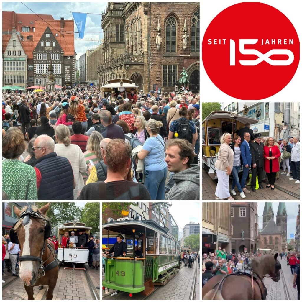 BSAG marchează 150 de ani de transport public la Bremen cu un impresionant convoi istoric de tramvaie și vehicule de epocă