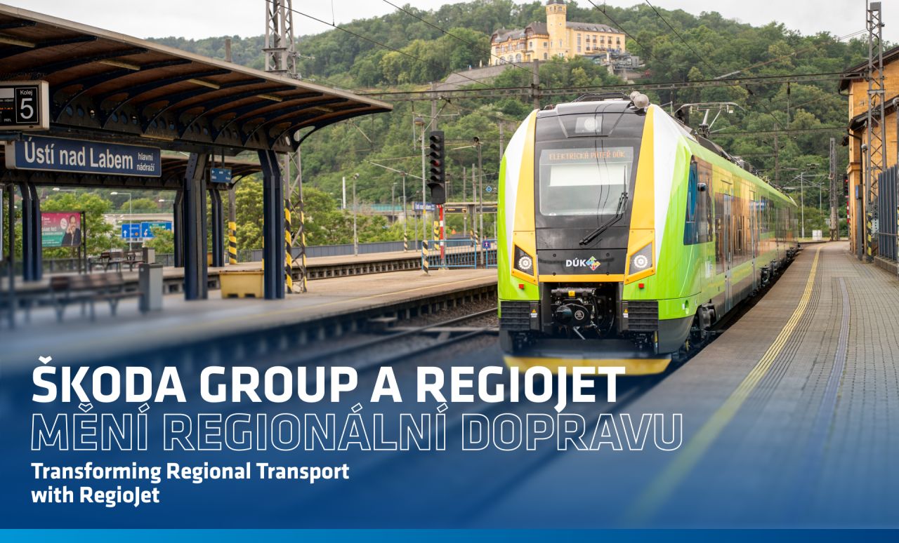 Șkoda Group și RegioJet prezintă noile trenuri electrice pentru Ústecký kraj, primele unități urmând să intre în circulație pe 1 iulie între Děčín și Kadaň