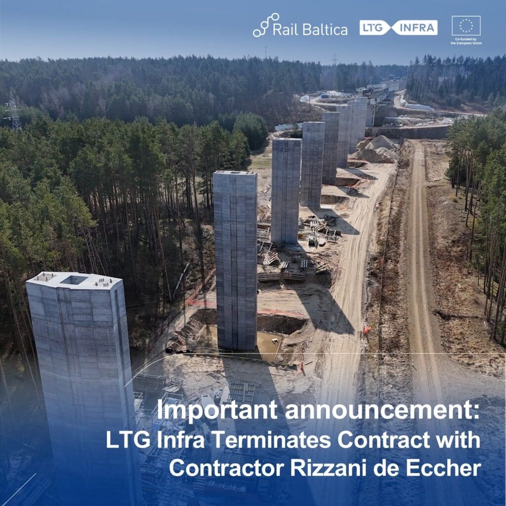 LTG Infra reziliază contractul cu Rizzani de Eccher pentru podul Neris, dar lucrările Rail Baltica din Lituania continuă fără întreruperi