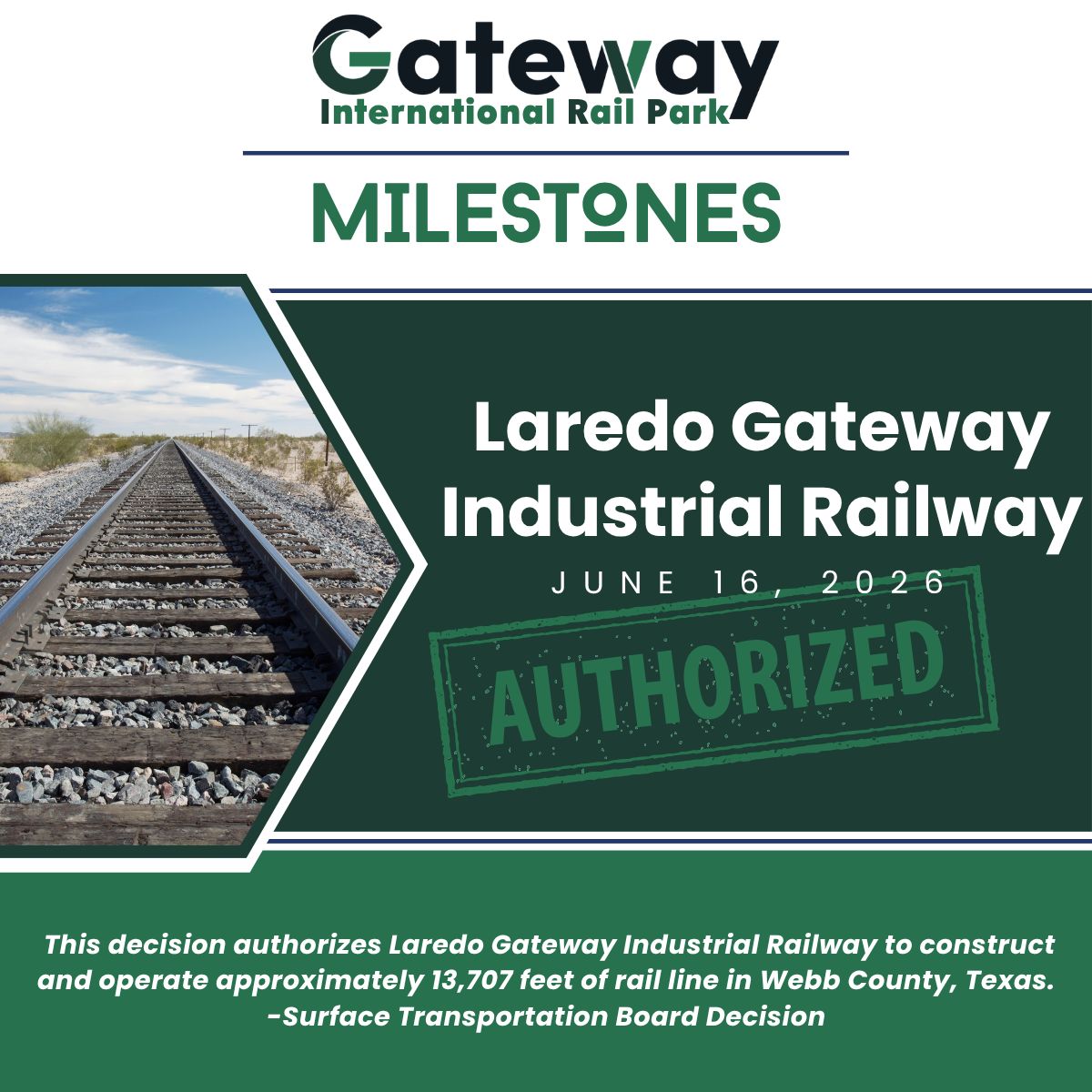 Gateway International Rail Park lansează Laredo Gateway Industrial Railway, noua infrastructură feroviară care va transforma fluxurile logistice din cel mai important nod comercial SUA–Mexic