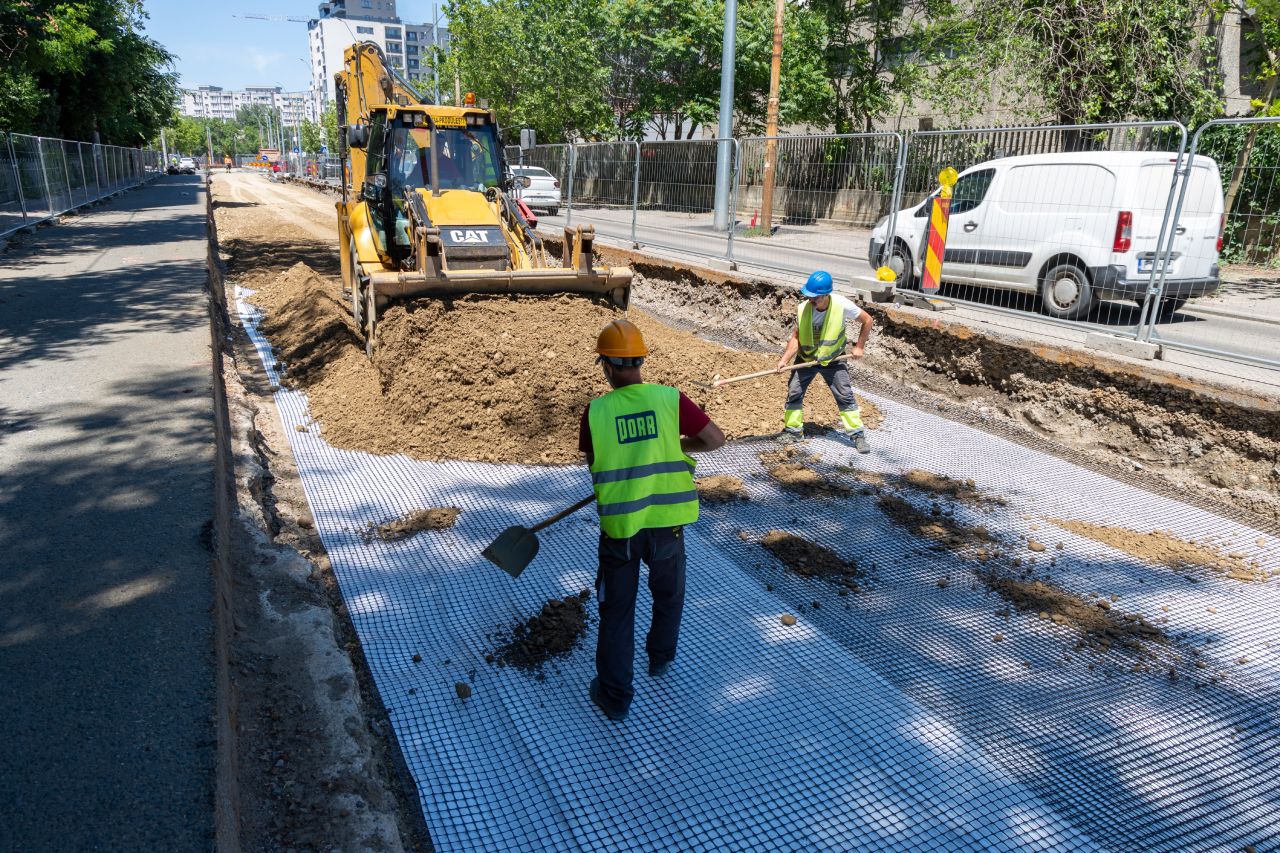 PORR România - Lucrările avansează rapid pe Lotul 1 de tramvai din București, cu progres vizibil pe toate cele șapte tronsoane ale proiectului