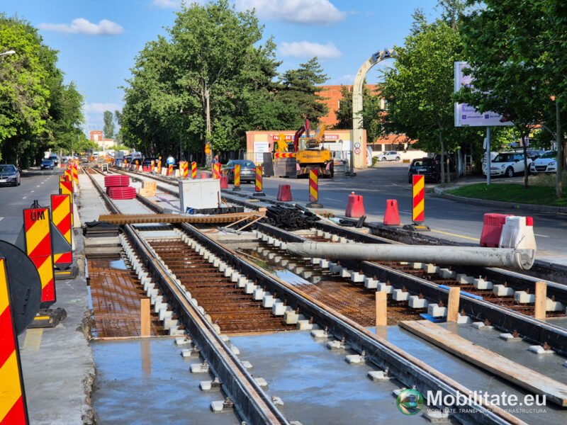 Lot 10 modernizare linii tramvai - Evoluție semnificativă spre Republica și rețele edilitare finalizate. MariVila avansează rapid cu montarea noilor șine