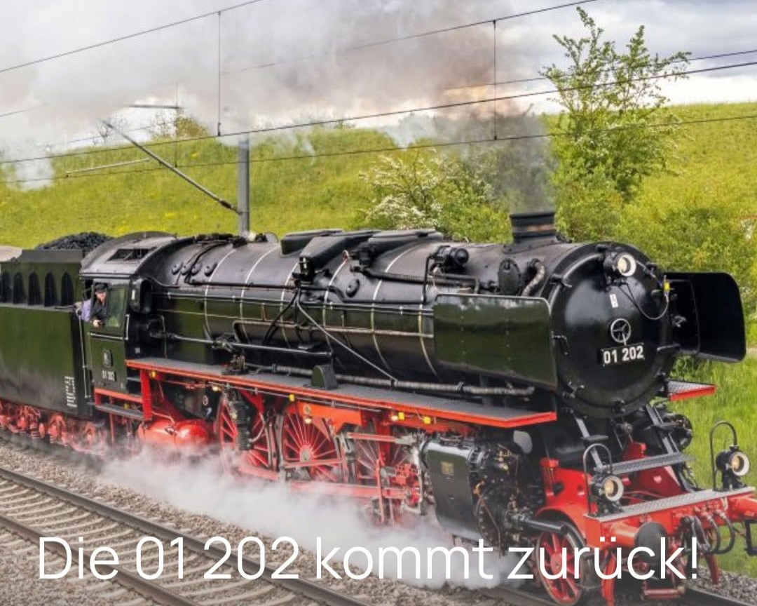 Locomotiva cu abur 01 202 revine pe șine: ZRT Bahnreisen organizează o călătorie istorică de patru zile pentru readucerea ei în depoul din Lyss