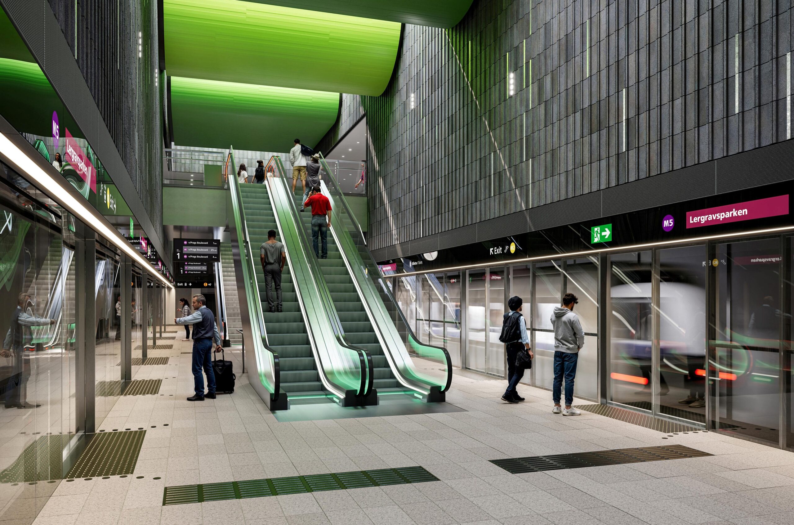 Primele vizualizări ale noii linii de metrou M5 din Copenhaga arată designul celor șase stații care vor deschide în 2036, cu accent pe lumină naturală, acces rapid și un climat redus de construcție