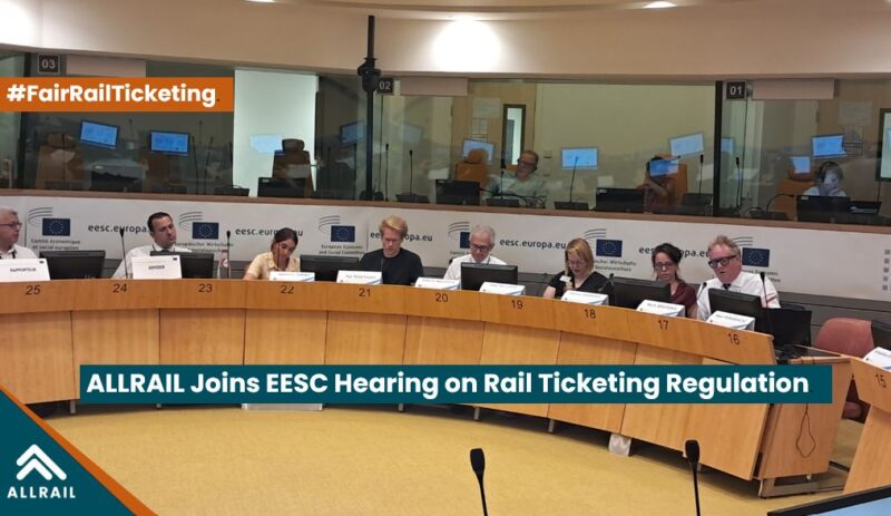 ALLRAIL subliniază necesitatea unui sistem de ticketing feroviar echitabil în Europa în cadrul audierii organizate de Comitetul Economic și Social European