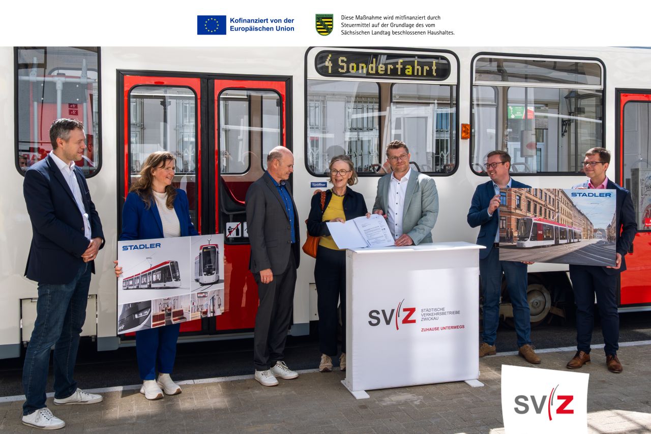 Zwickau investește 22,5 milioane de euro în șase tramvaie Stadler TINA, care vor înlocui flota Tatra începând din 2028