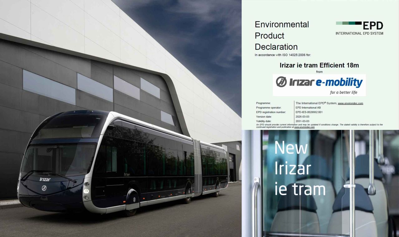 Irizar e‑mobility obține certificarea EPD pentru noul autobuz electric Irizar ie tram Efficient de 18 metri