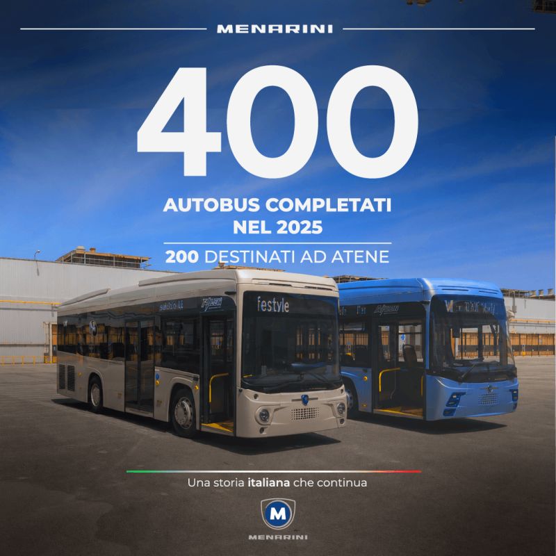 Menarini finalizează 400 de autobuze în 2025, dintre care 200 destinate Atenei – relansare industrială sub Grupul SERI