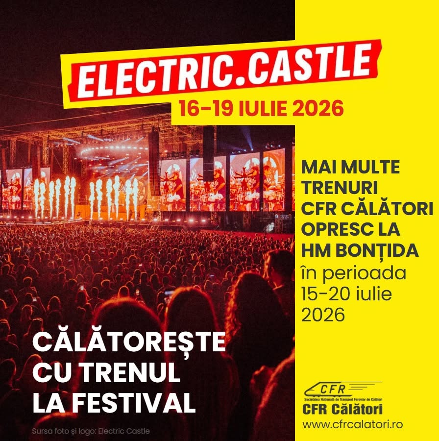 CFR Călători introduce opriri suplimentare la HM Bonțida pentru Festivalul Electric Castle, în perioada 15–20 iulie 2026