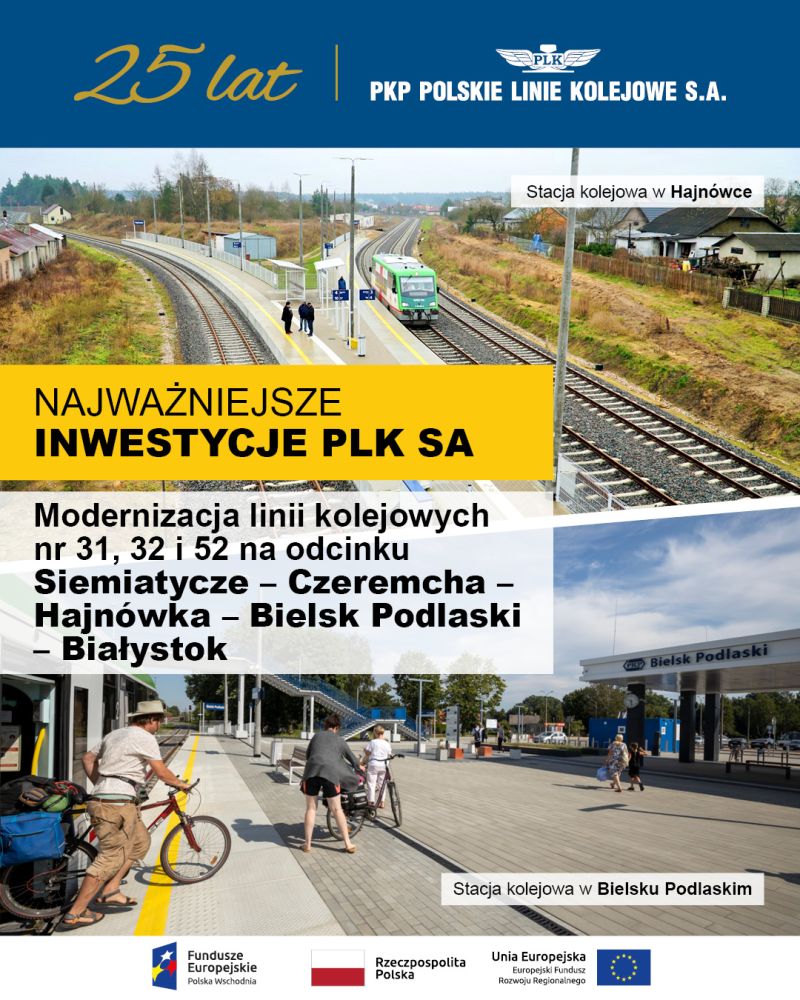PKP PLK finalizează modernizarea liniilor 31, 32 și 52: trenurile de pasageri revin pe ruta Lewki–Hajnówka după 25 de ani