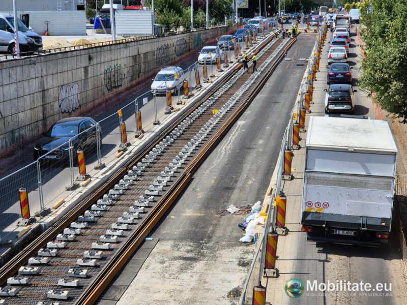 Lot 4 modernizare linii tramvai - Erbașu a început montarea noilor șine la Podul Constanța. Zona podului va fi redeschisă traficului auto până la finalul lui septembrie