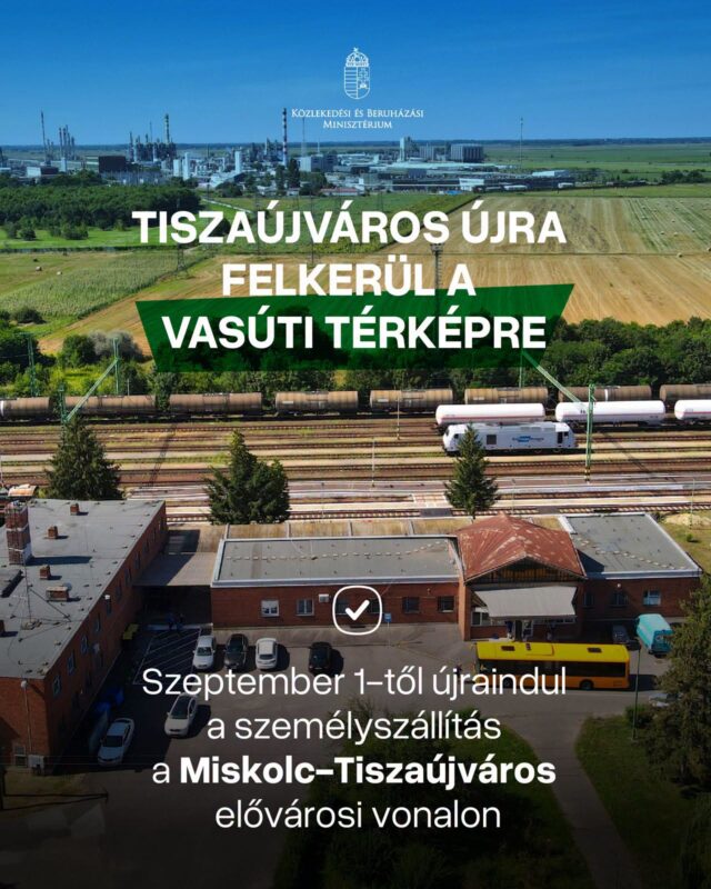 Linia feroviară Tiszaújváros se redeschide pe 1 septembrie – MÁV reintegrează serviciul în rețeaua națională și pregătește achiziția de trenuri moderne
