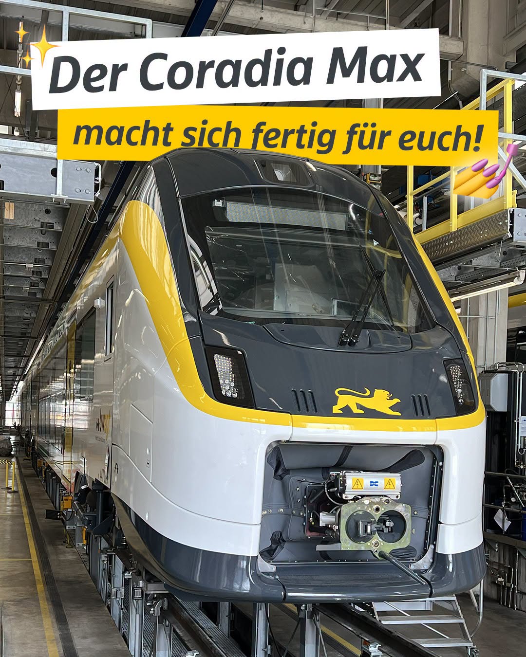 Coradia Max, noul tren etajat pentru Baden-Württemberg, pregătit la Ulm pentru testări și instruire