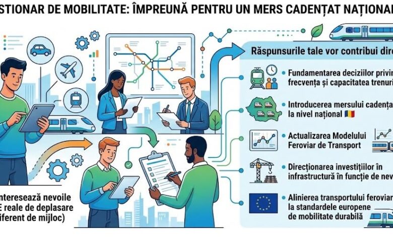 ARF lansează chestionarul național de mobilitate pentru introducerea mersului cadențat: trenuri la intervale regulate în jurul marilor orașe, fundamentate pe nevoile reale ale călătorilor